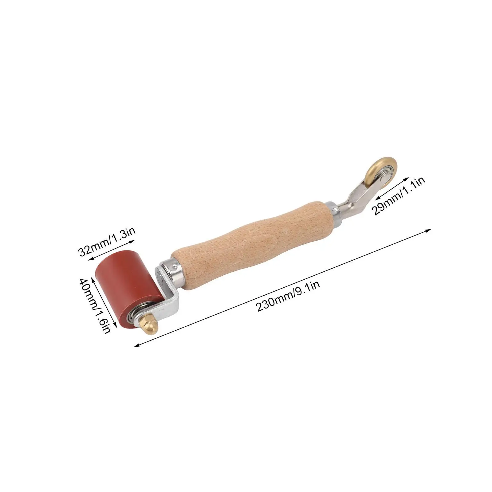 40Mm Dual Use Siliconen Naad Roller Met Messing Wiel & Houten Handvat Voor Behang & Voor Pvc Tpo Lassen