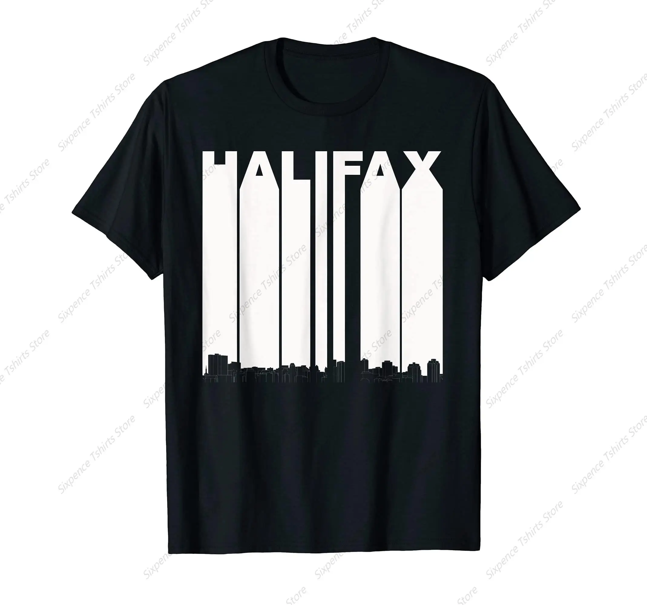 Vintage Halifax Nova Scotia Canada Skyline Cityscape Men‘s T-Shirt Soft Comfortable Easy to Wear Simple Practical