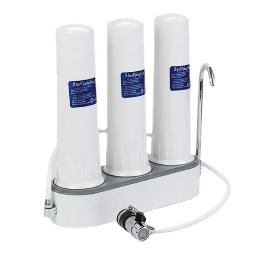3 stages countertop water purifier/tap water filter/kitchen water solution/home drinking water treatment+univeral tap connector