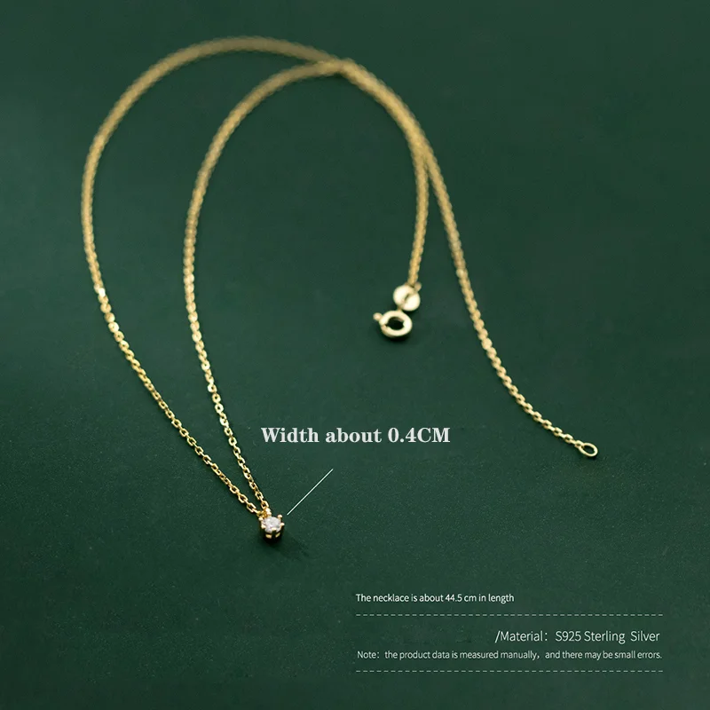 WANTME 925 Sterling Silver Luxury Green Zircon Simple Small Pendant Charm Necklace for Women Fashion Girl Jewelry Accessories