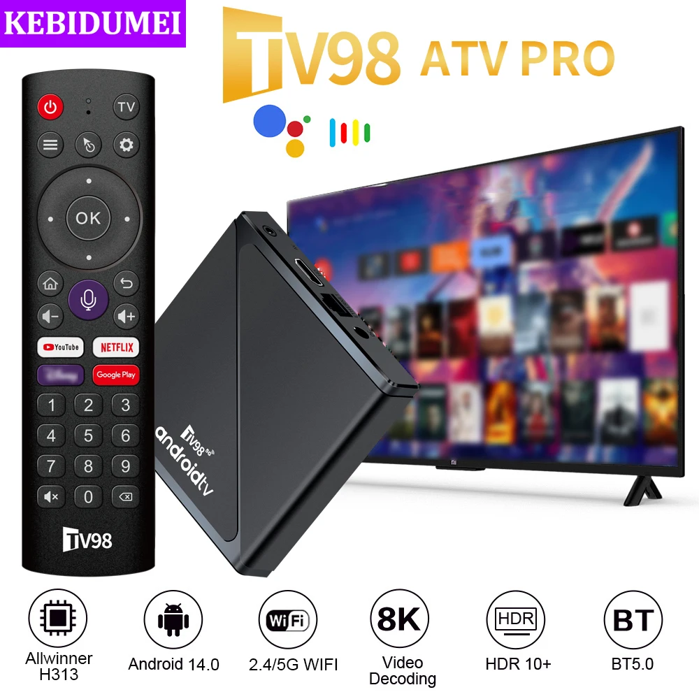 TV98 Androidtv TV Box Android 14 Set Top Box Allwinner H313 8K Vedio Decoding 4K HDR 10+ 2.4G 5G Dual WiFi BT 5.0 Media Player