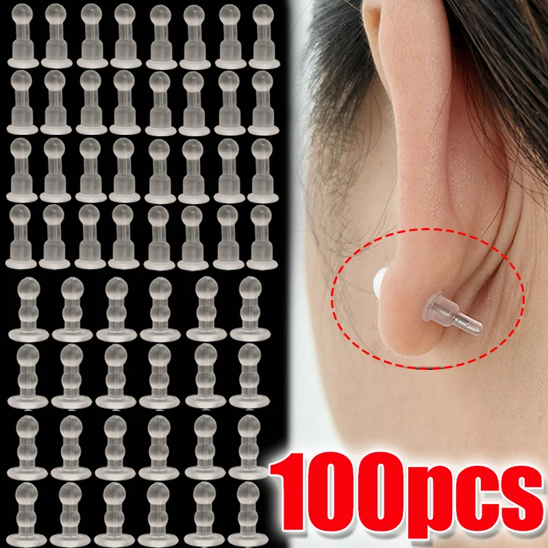 DIY Silicone Rubber Earring Back Stopper Anti-piercing Earnuts Stud for Jewelry Making Accessories Earring Bullet Tube Ear Plugs