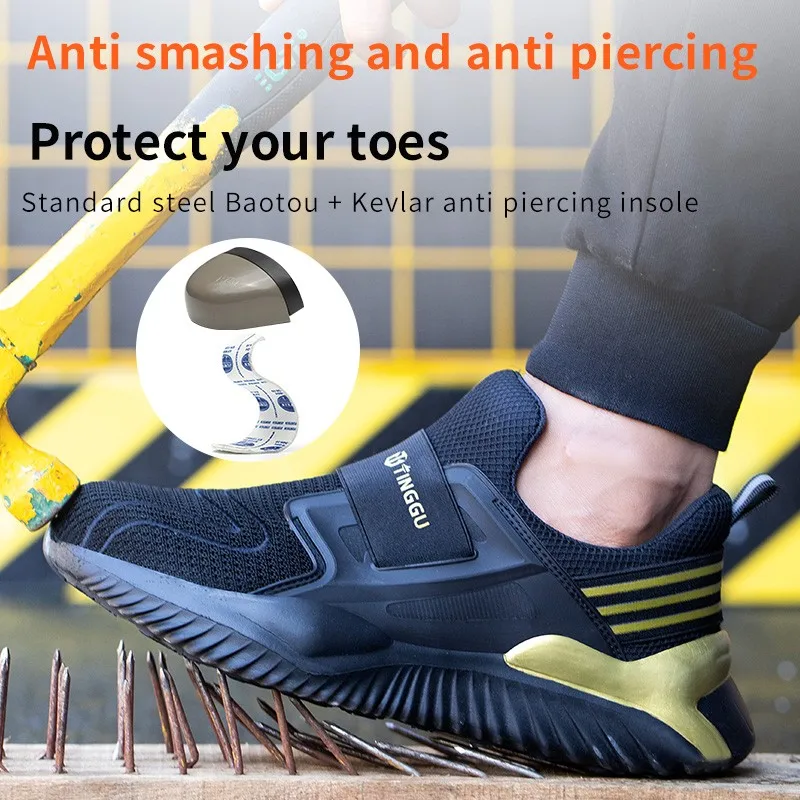 2025 New Four Seasons Safety Shoes Men's Flying Fabric Anti-smashing Anti-piercing Breathable Sneakers Zapatos De Seguridad