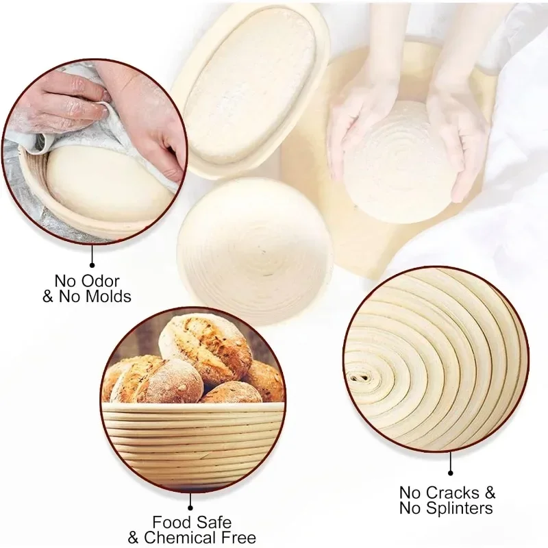 Baking Tools Full Set Dough Fermentation Bread Proofing Baskets for Professional Home Bakers Sourdough Rattan Basket