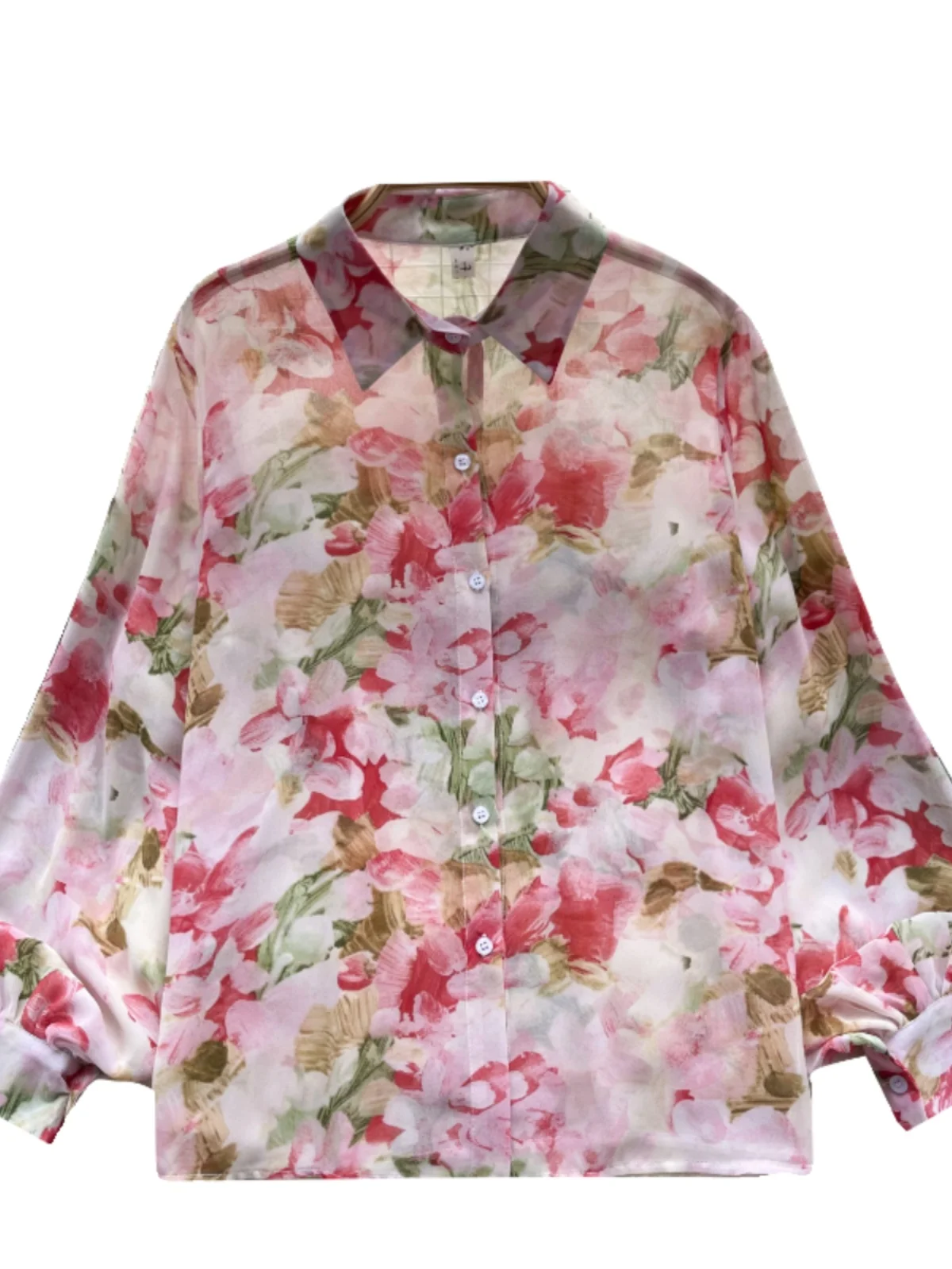 Primavera 2024 csa fena novo estilo design fino impro chiffon moda versátil topo na moda versão coreana manga longa...