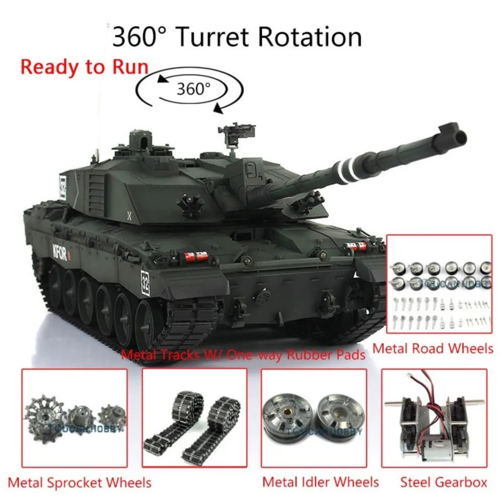 هدايا هنغ طويلة 1/16 أخضر داكن 7.0 تشالنجر II دبابة مع جهاز للتحكم عن بُعد 3908 مسارات معدنية مع/المطاط توكان بانزر لعب للرجال TH17752-SMT8 #3