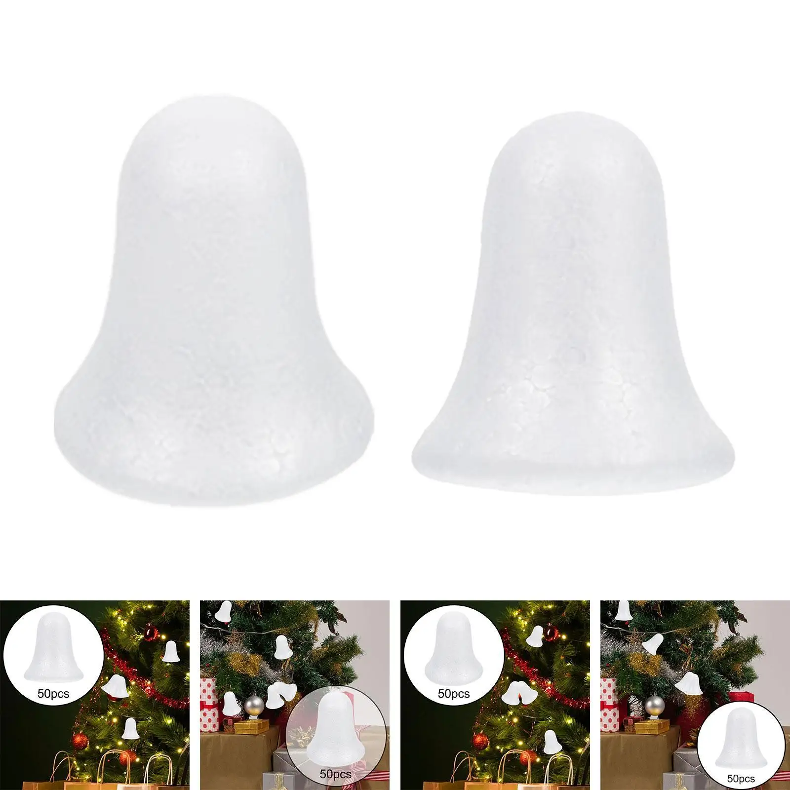 50Pcs Christmas Bubble Bells DIY Crafts Decoration Drawing Crafting White Bells Ornaments for Party Supplies New Year Outdoor
