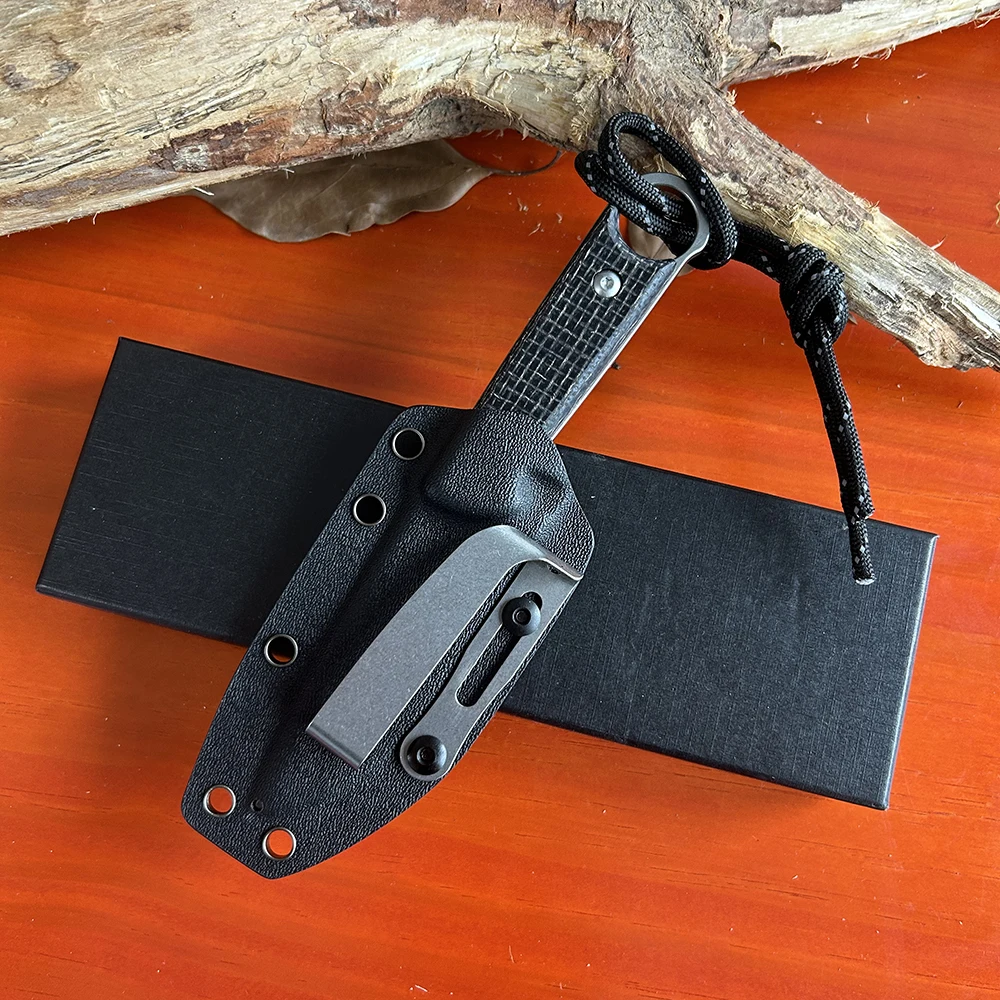 Outdoor Camping Hunting Knife Tactical Multitool Fixed Blade Knife High Quality Linen Handle D2 Steel Knife with Kydex Sheath