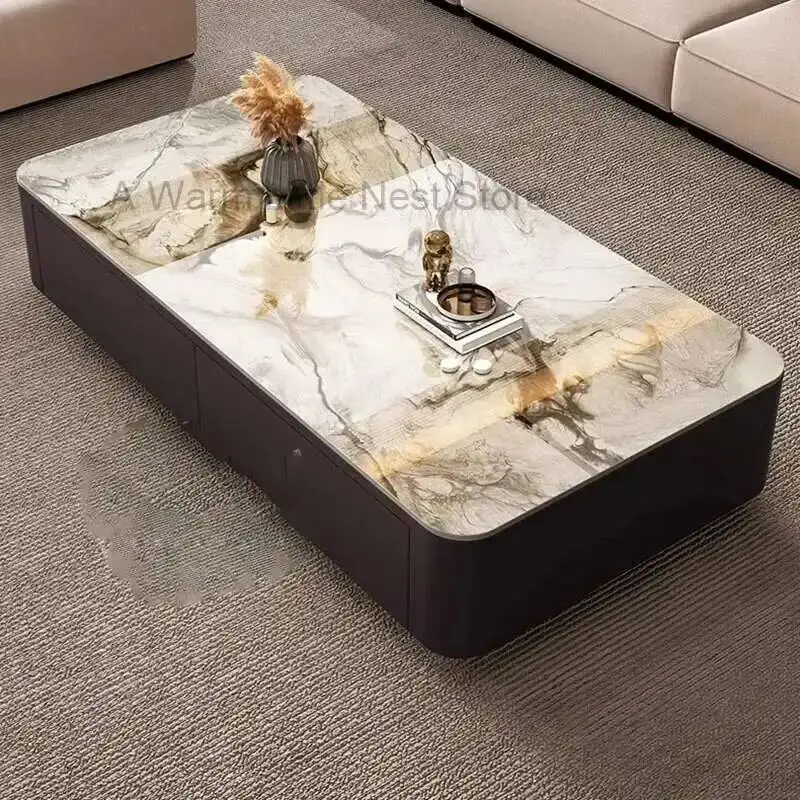 

High Apartment Rectangular Coffee Table Luxury Black Grade Coffee Table Minimalist Floor Mesa De Centro De Sala Home Furniture