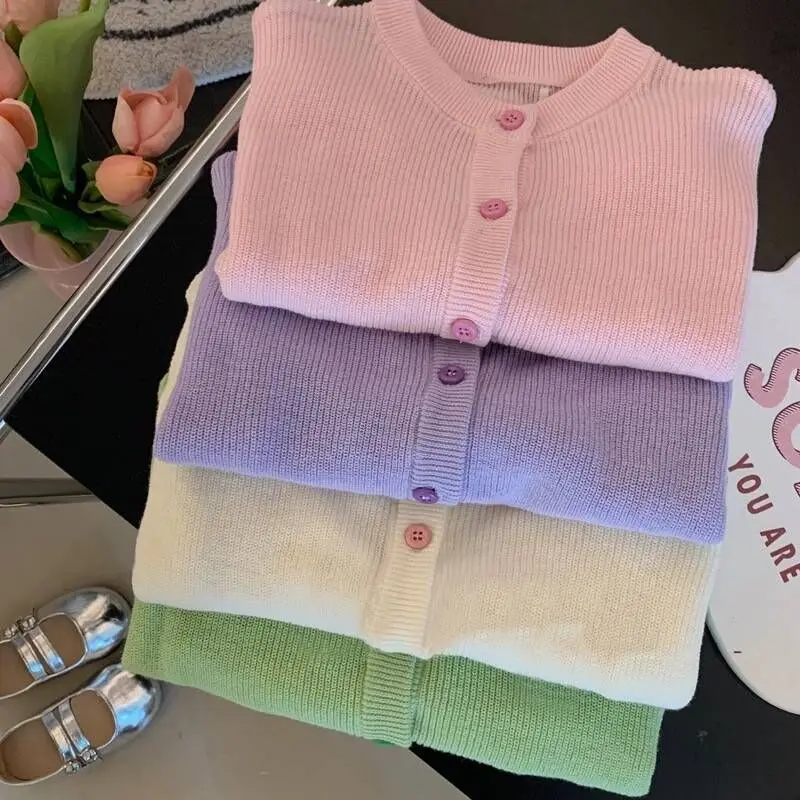 

Girls' Knitted Sweater Autumn New Baby Small Coat Stylish Cardigan Sweater Children's One-Piece Dropshipping Trendy