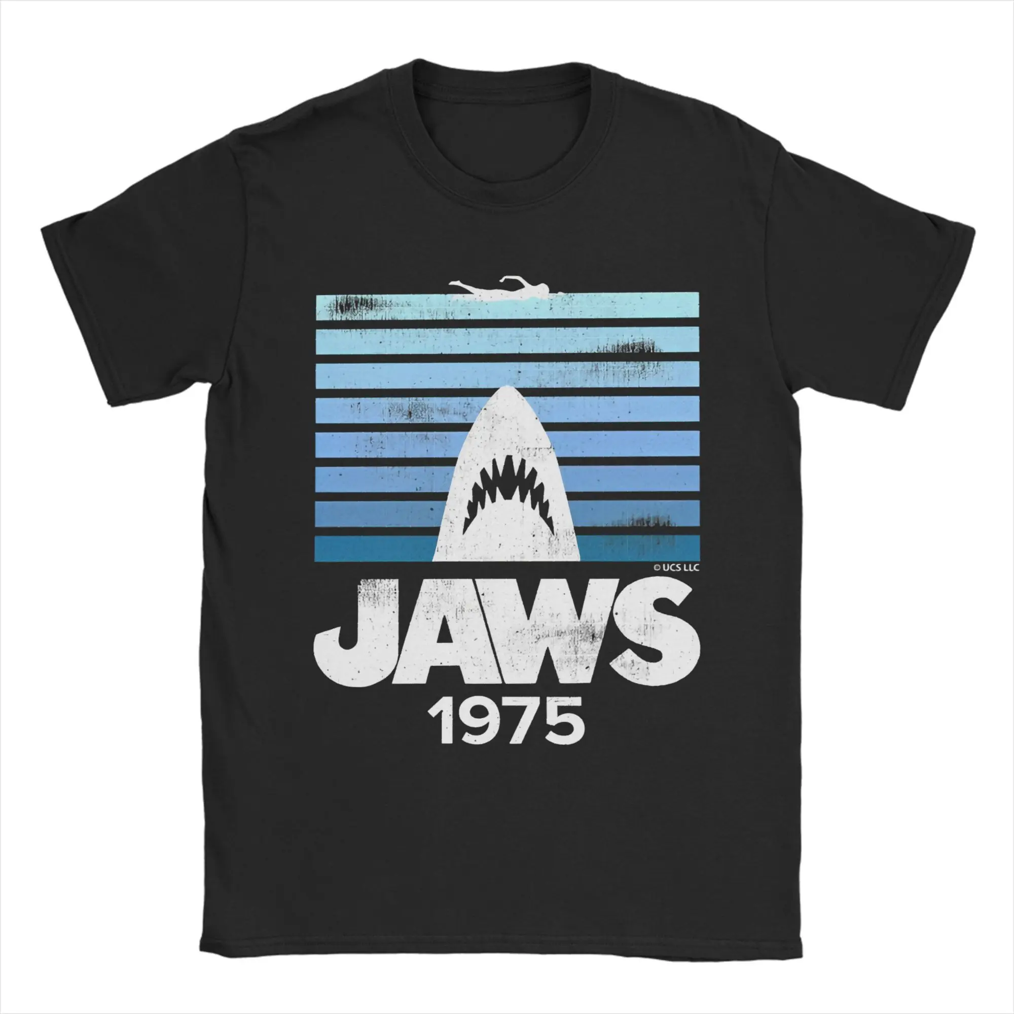 

Men's Jaws Movie 1975 art T-Shirts 100% Cotton Tees Summer Vintage Short Sleeve T-Shirt Round Neck Hippie Casual Tshirt Big Size