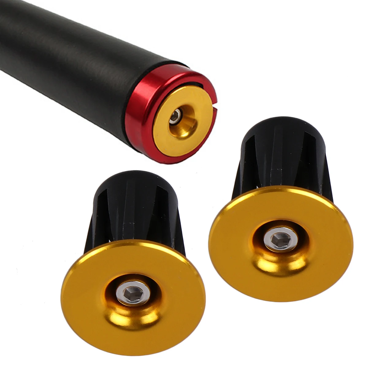 

1Pair Bike Handlebar End Plug Aluminum Alloy Durable Practical for 22-24mm Caliber Mountain Road Folding Bicycles Golden