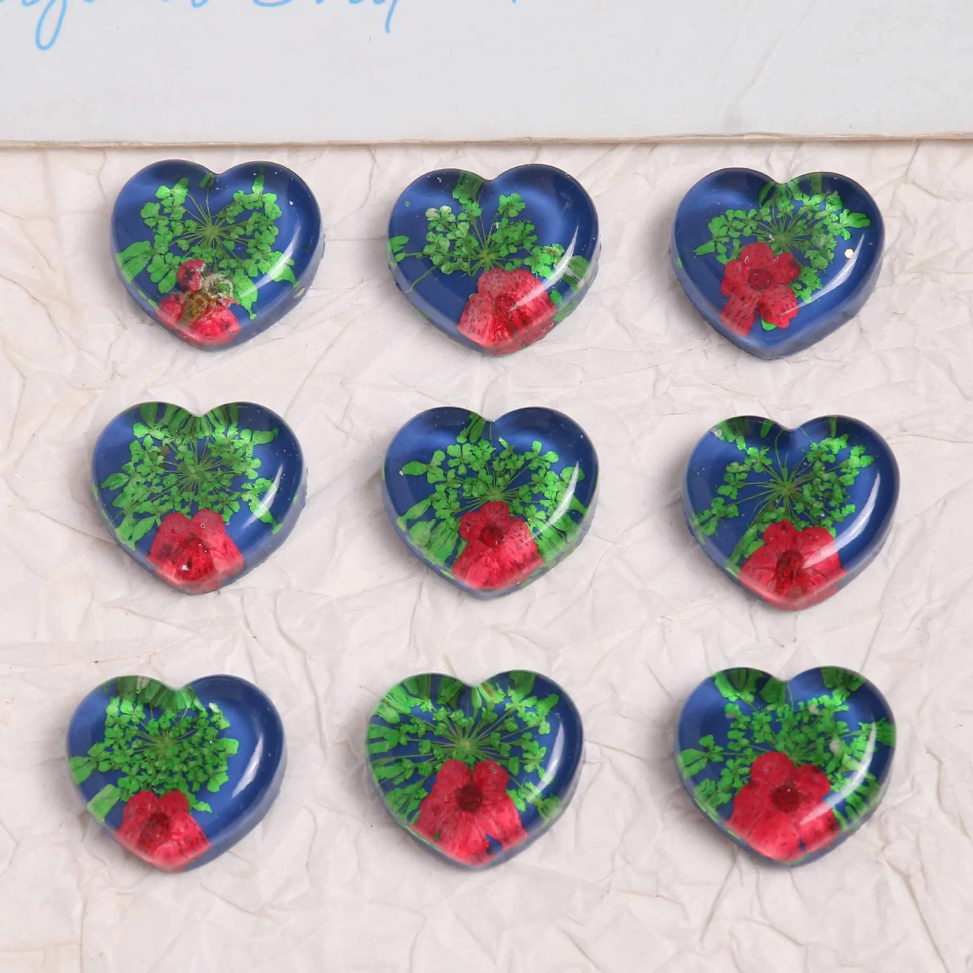 

DIY Jewelry Findings Colorful Flower Decorated Love Heart Resin Cabochons Beading Material Fit Bracelet Necklace 18*19mm 30pcs