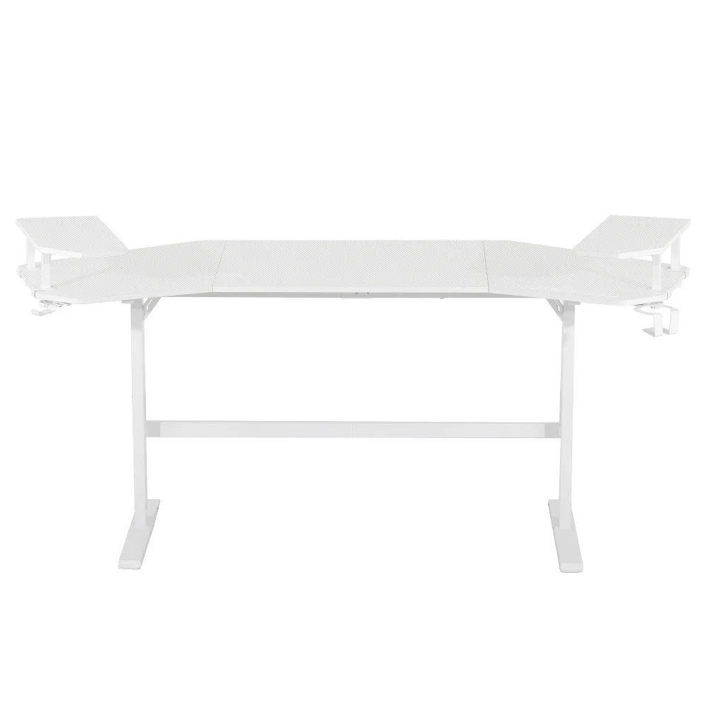 مكتب ألعاب TS911D مع أرفف وحامل ملحقات، أبيض