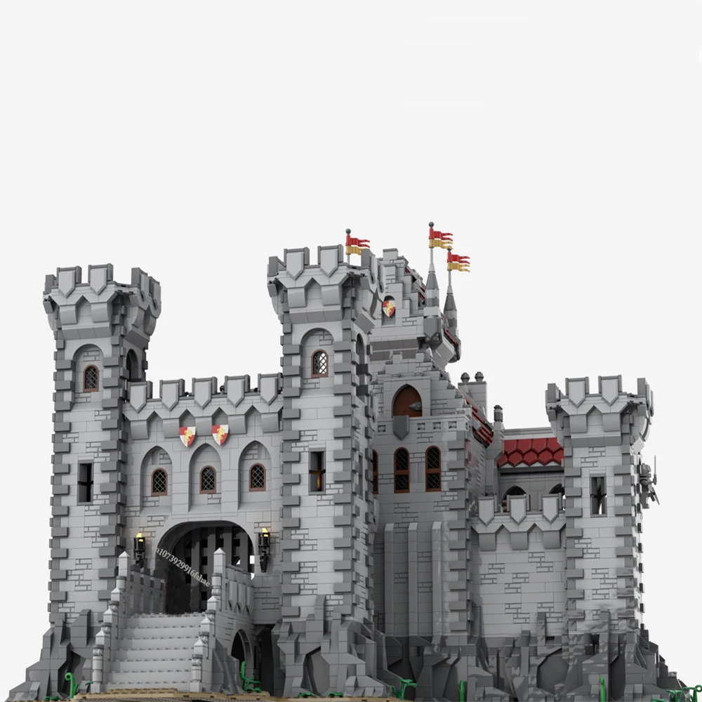 NEW MOC 10007PCS European Medieval Street View Red Lions Castle DIY creative ideas Retro child Toy Birthday Gift building blocks