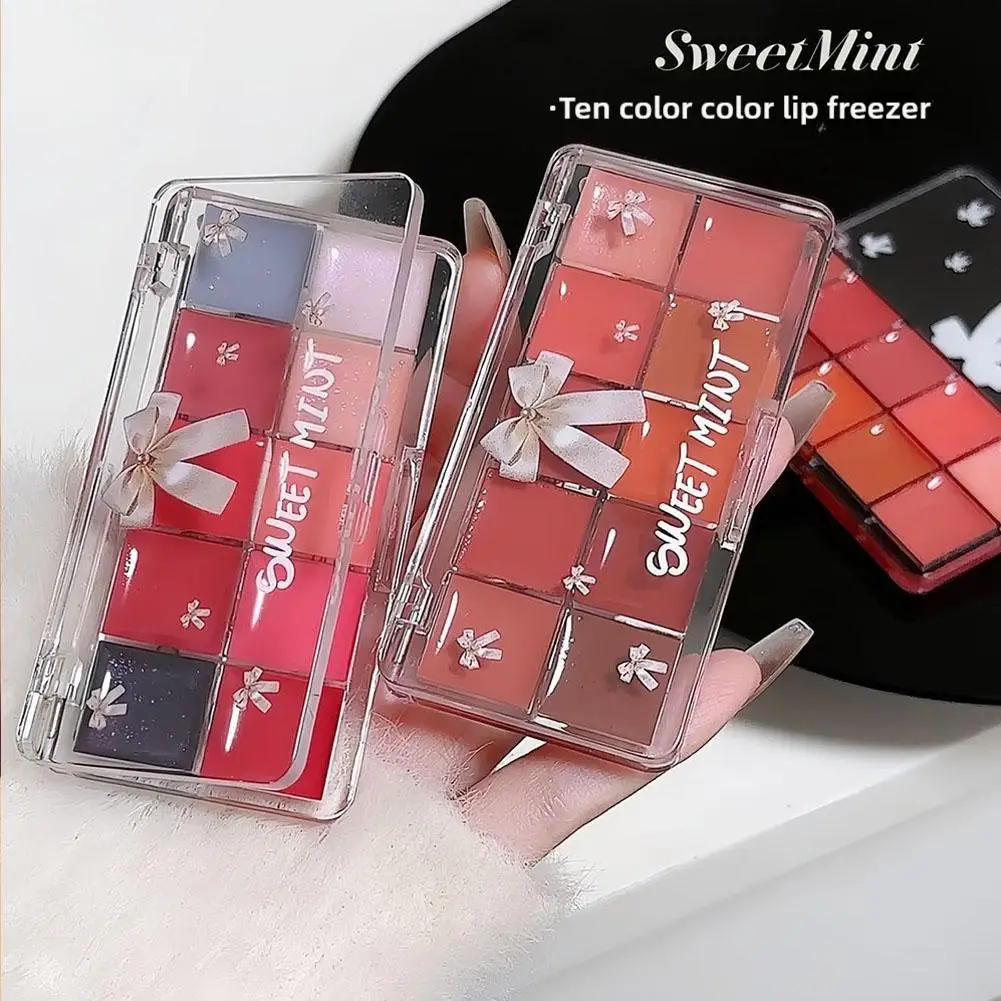 10-kolorowa paleta błyszczyków w galarecie śliczna DIY nawilżająca paleta szminek długotrwała galaretka kryształowa odcień ust dziewczyny nagie kosmetyki