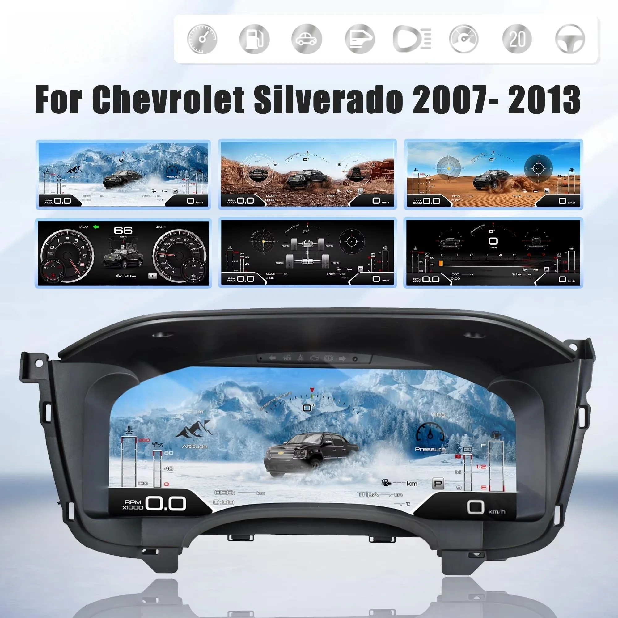 

LCD Digital cluster For Chevrolet Silverado GMC Sierra 2007-2013 Dashboard Panel Instrument Speedometer Screen Cluster Virtual