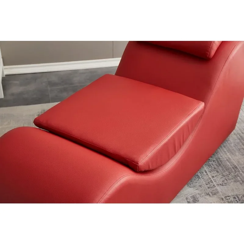 Chaise Lounge curvo de piel sintética para sala de estar, Yoga, estiramiento, relajación, moderno, grande, rojo