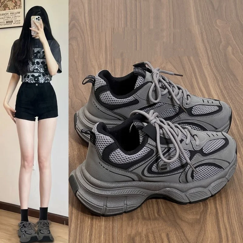 

Black Dad Sneakers for Women2025Autumn and Winter New Versatile Student Thick-Soled Lightweight Casual Sports Shoes