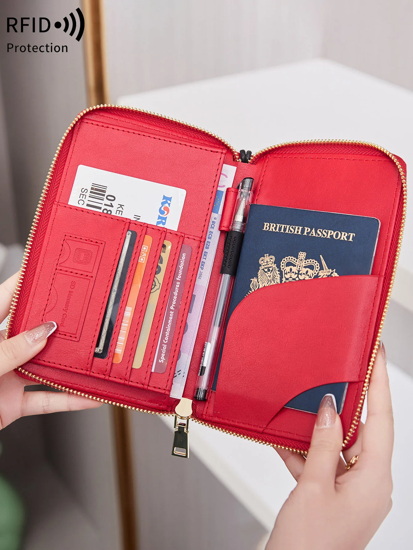 Fashionable and Portable RFID Travel Passport CasePULeather Multi functional Credit Card Passport Bag Neutral Travel Accessories