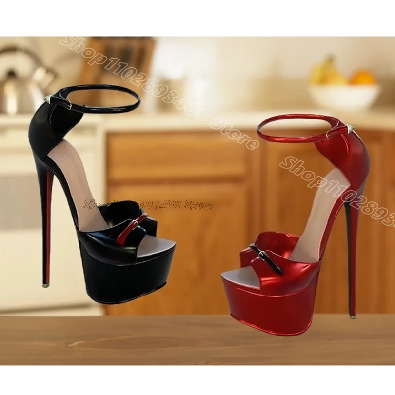 

Black Cover Heels Platform Sandals Open Toe Ankle Buckle Design for Women Casual Dress Fashion Sandals 2026 Zapatos Para Mujere