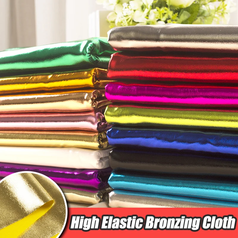 

100*155cm High Elastic Wet Look Soft Spandex Fabric Shiny Gold Bronzing Four-sided Stretch Fabric For Stage Cosplay Costume Dres
