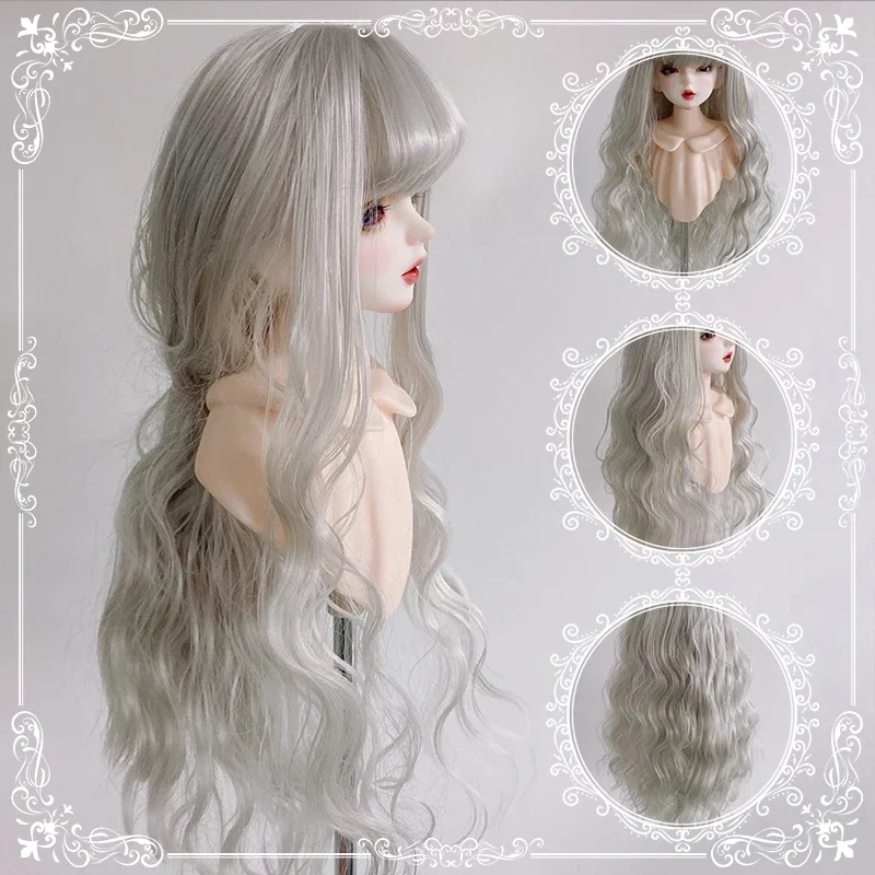 

Fashion Doll's Wig for 1/3 1/4 1/6 Bjd Doll Black/ Gray/ White Bangs Curly Long Wig Girl Toys Diy Dress Up Toy