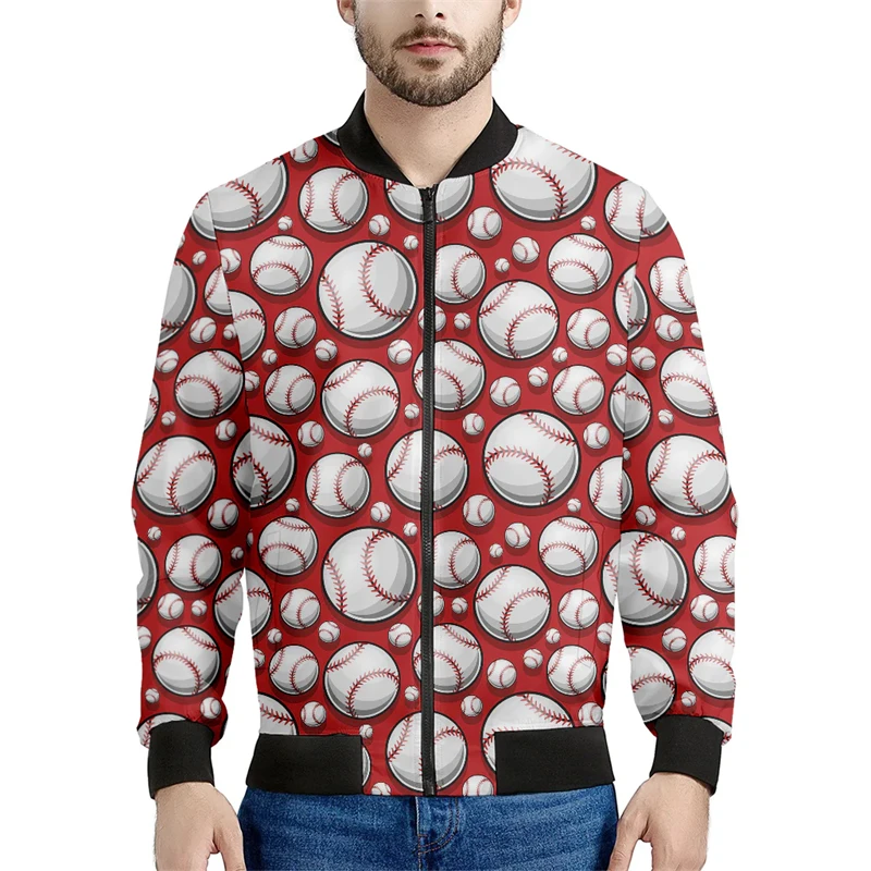 2024 Spring Autumn New 3D Printing Baseball Sports Uniform Zip Coat Comfortable and Breathable Loose Long Sleeve Bomber Jackets