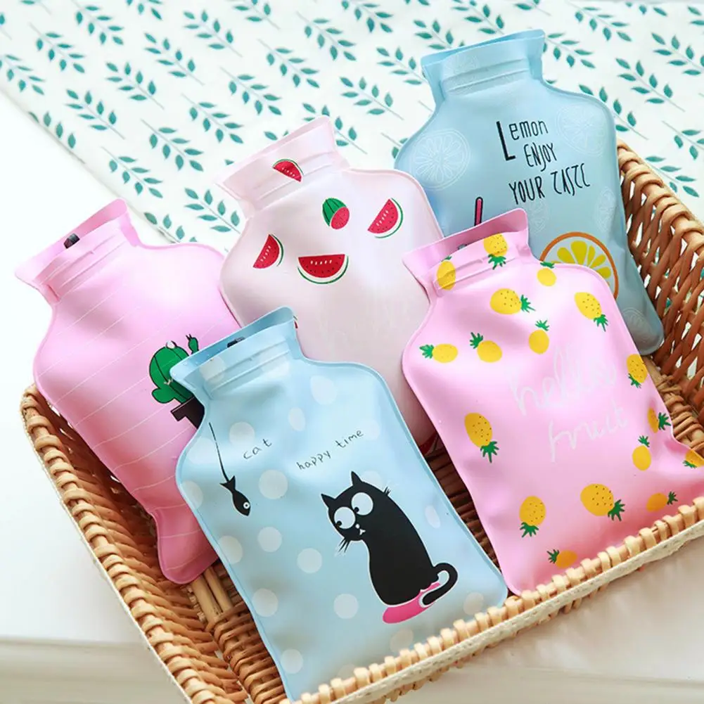 Warm Water Bag PVC Hot Water Bottle Safe Warm-keeping  Great Winter Morning Animal Bear Pattern Thermal Bag Hand Warmer