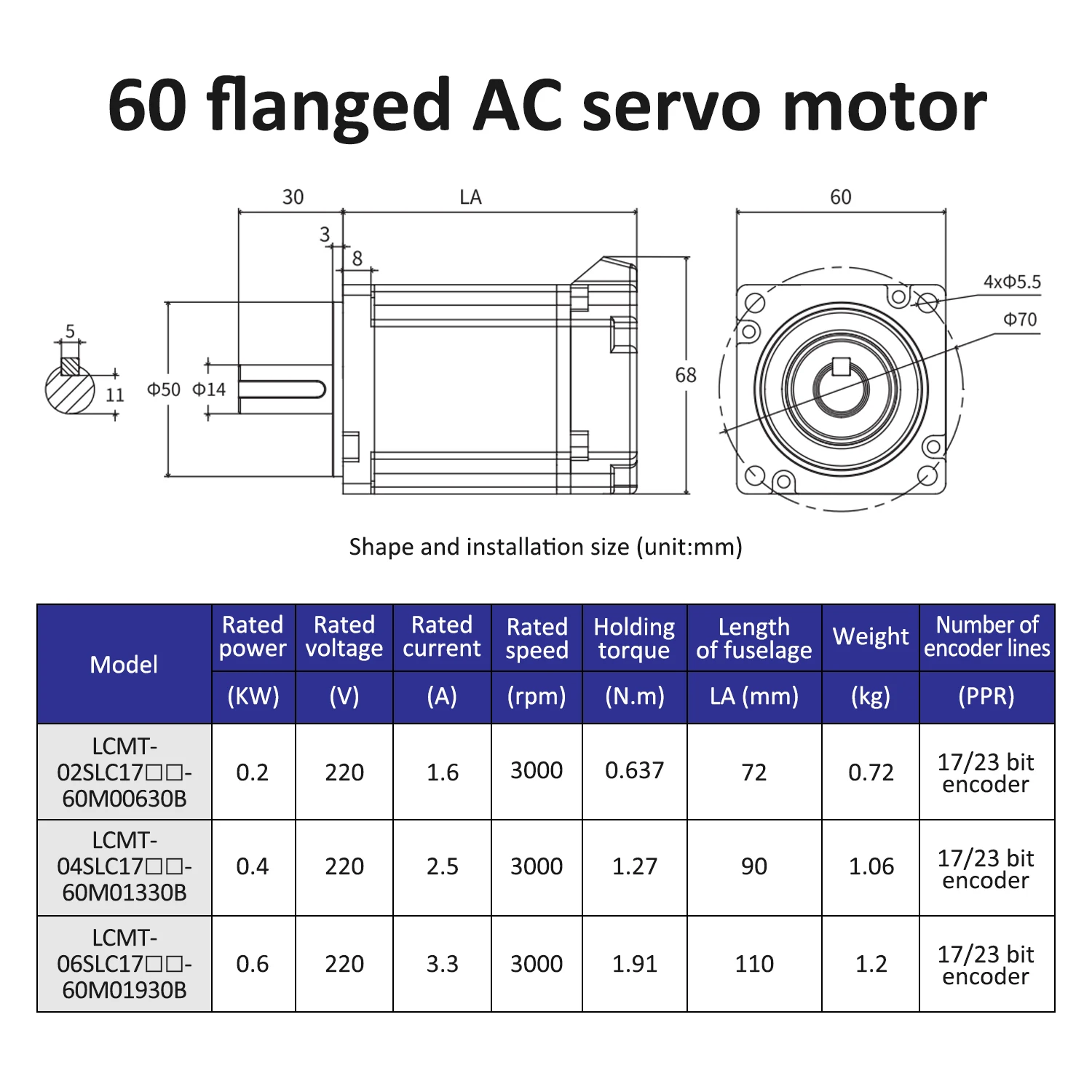 Servomotor Lichuan A5 200W 400W 600W AC con accionamiento 60st 3000rpm 17bit 23bit motor codificador absoluto incremental para máquina CNC