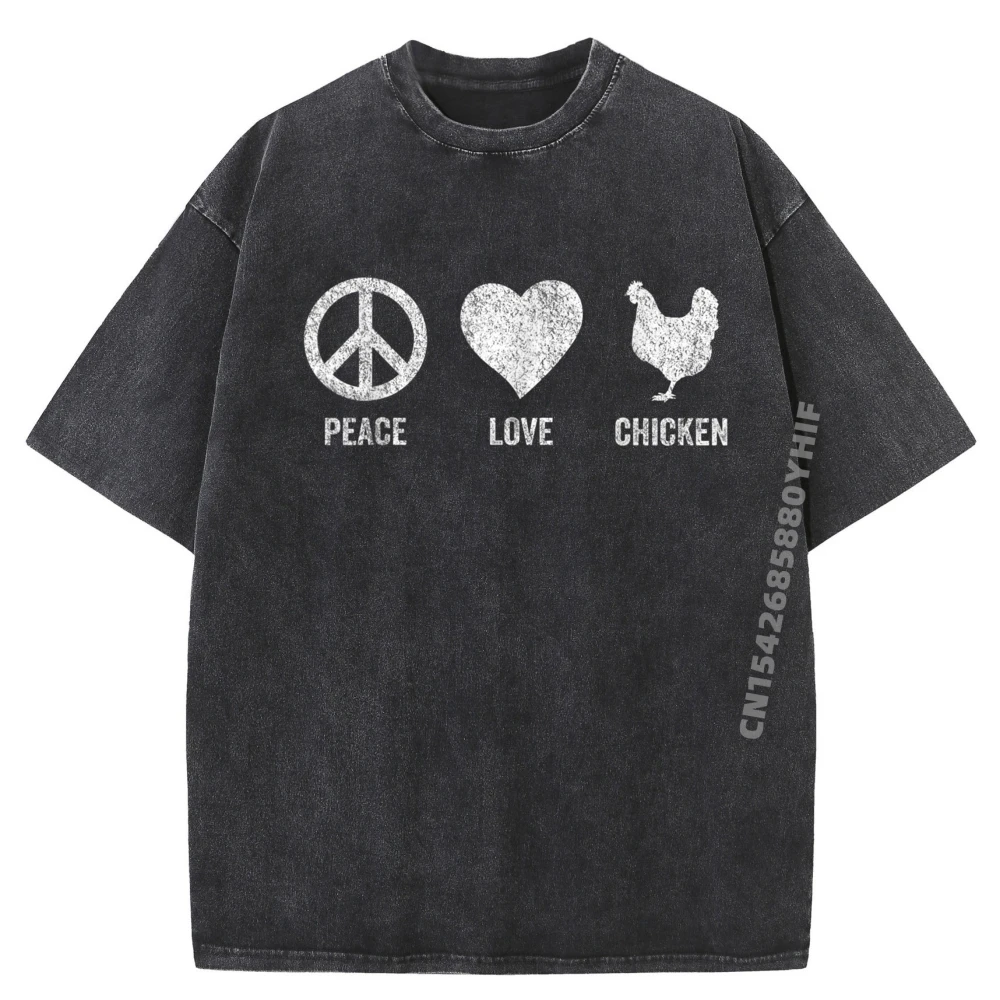 

Peace Love Chicken Chicken Quote Ретро Мужская одежда Летние рубашки с рисунком для мужчин Винтажная стираная одежда