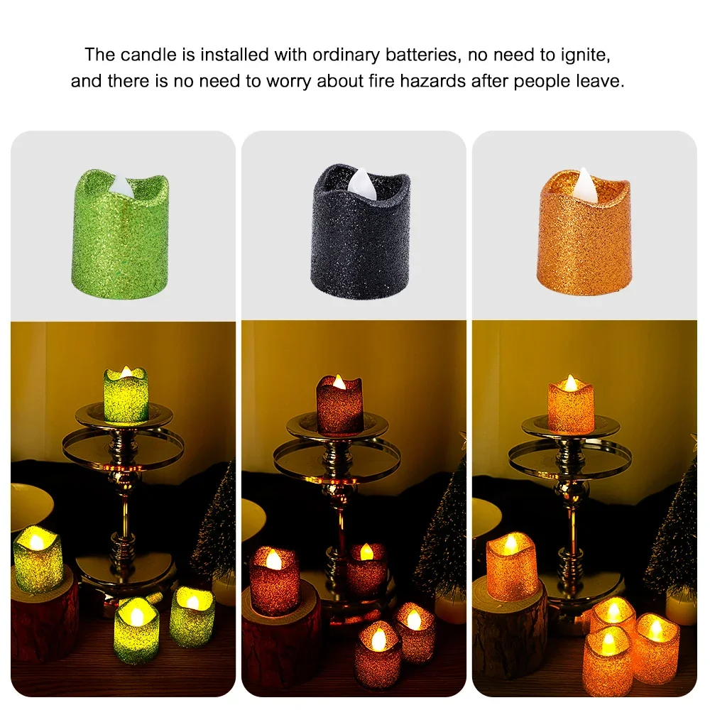 4/1PCS LED Luci di candela Senza fiamma Glitter Tea Light Multi-colore Forma d'onda Lampada da tavolo Ornamento Matrimonio Festa di Natale Decorazioni per la casa