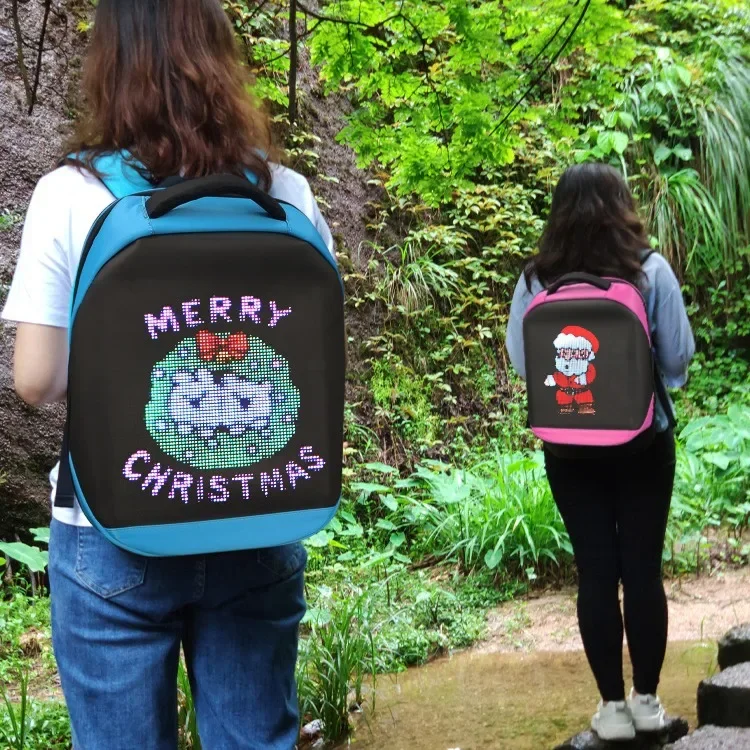 New Smart APP Control DIY Multilingual LED Backpack Portable Walking Billboard Outdoor Led DisplayScreen Bag Motorcycle Backpack