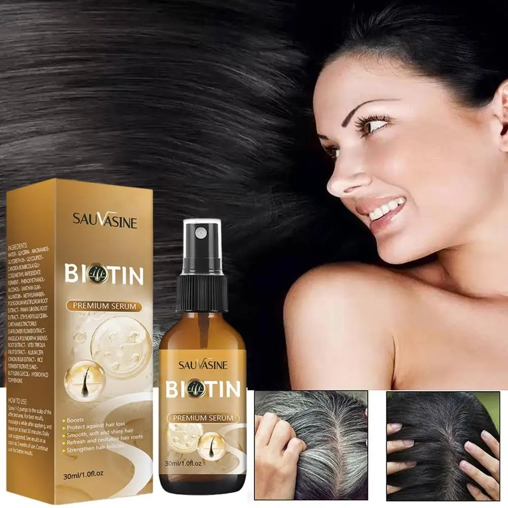 Biotin Solution Hair Loss Repairing Beard Eyelash Growth Oil Serum Fast Serum For Men Ladies Spray A6i3