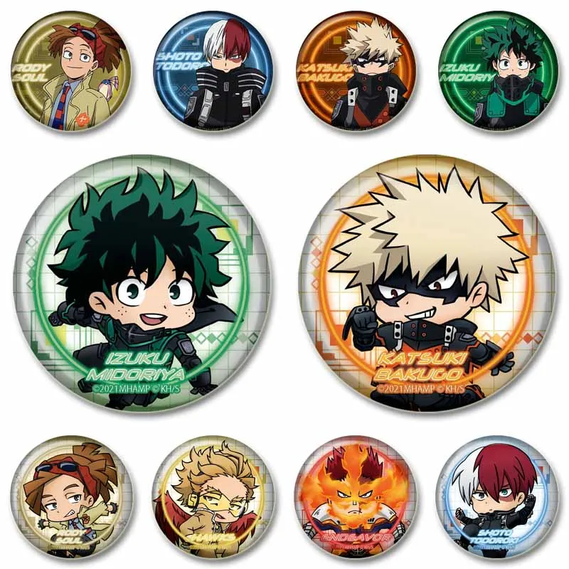 Cartoon Round Badges Brooches, Animation, Midoriya, Izuku, Bakugou, Katsuki, Badge Gift, Backpack, Clothes Decor