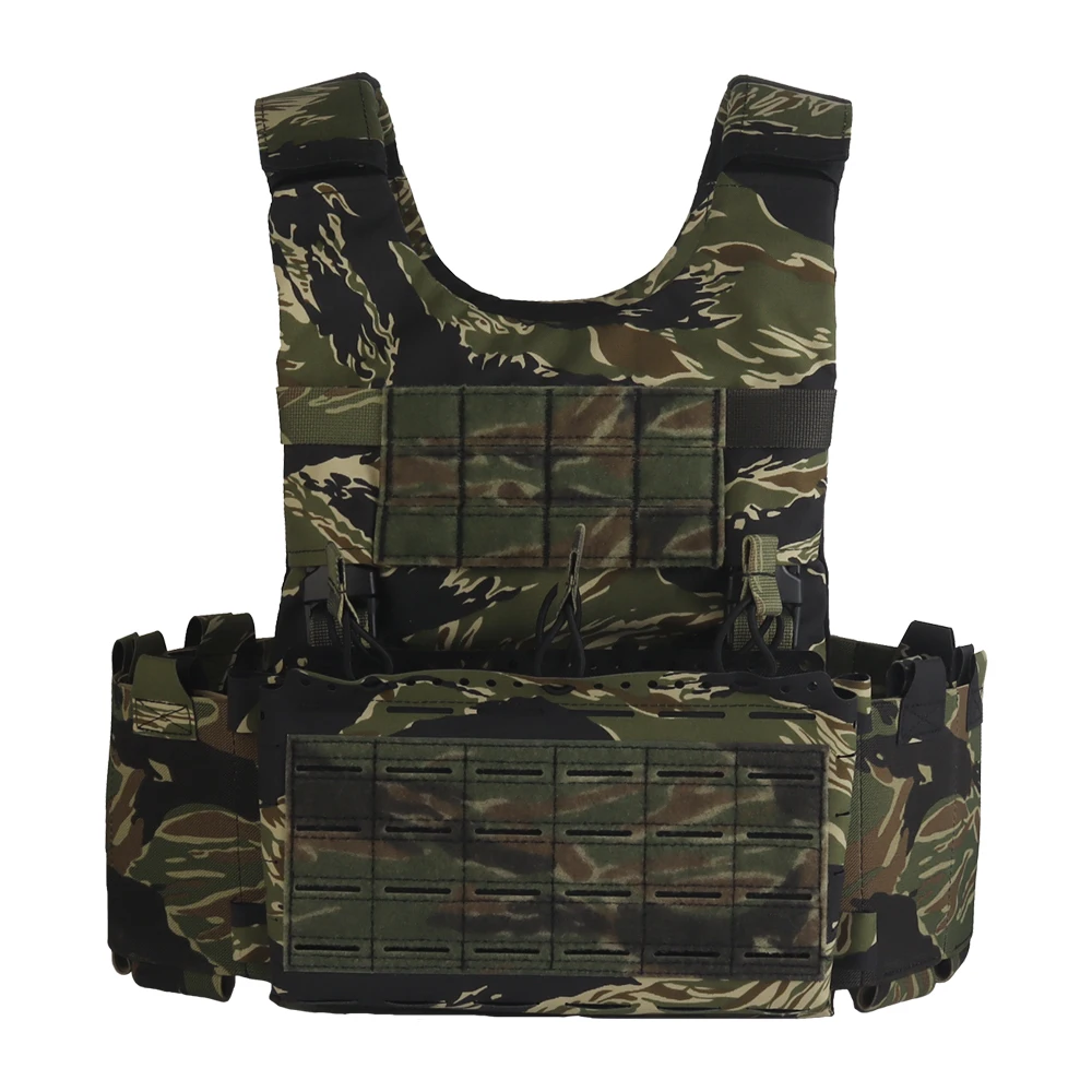 2-in-1Tiger StripeTacticalVest LV119 Modular System Functions as Chest Rig orPlateCarrier, IncludesTriple MagPouchMissionAirsoft