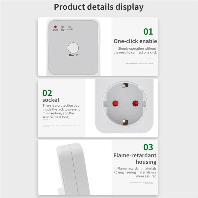 【Must-Haves】Protector Voltage Relay Electrical Socket, Refrigerator Voltage Protector Multifunctional For Home Appliance EU Plug