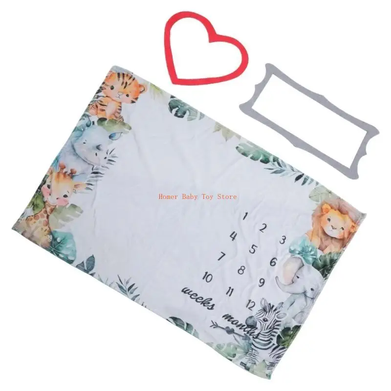 J0PF Infants Baby Milestones Blanket Photography Props Photoshoots Backdrops Cloth for Boy Girls Growth Commemorative Cloth