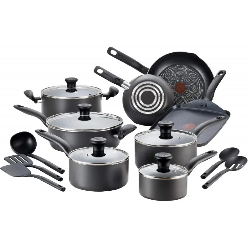 Nonstick Cookware Set 18 Piece, Oven Broiler Safe 350F, Kitchen Cooking Set w/ Fry Pans, Saucepans, Stockpots, Skillet