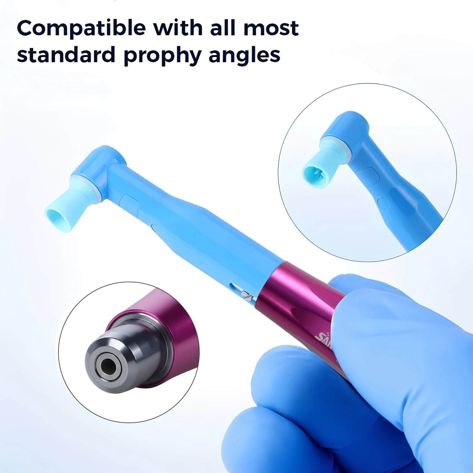 

Dental Hygiene Prophy Handpiece Air Motor 4Holes 4:1 Nose Cone 360°Swivel Pneumatic Polishing Handpiece ﻿/ Prophy Angles