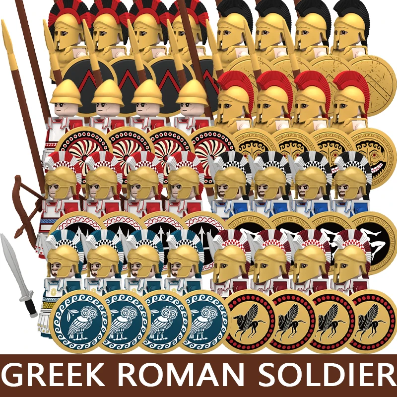 Image of Mittelalterliche Militärfiguren Römischer Soldat Bausteine Burg Ritter Kreuzritter Kommandant Griechischer Krieger Bausteine Spielzeug Geschenke