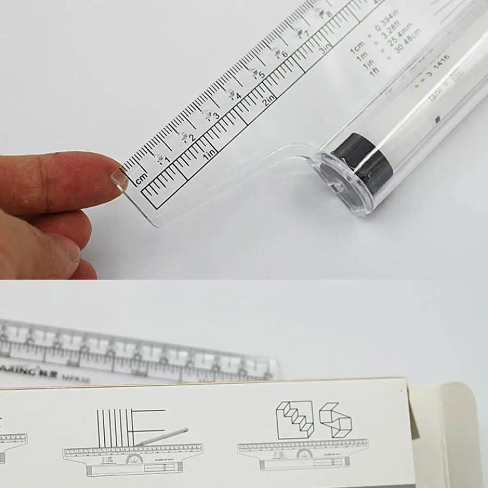 1pcs 30cm Parallel Ruler Multifunctional Drawing Parallel Rolling Push Ruler Protractor Scale Ruler regla rodante regla paralela