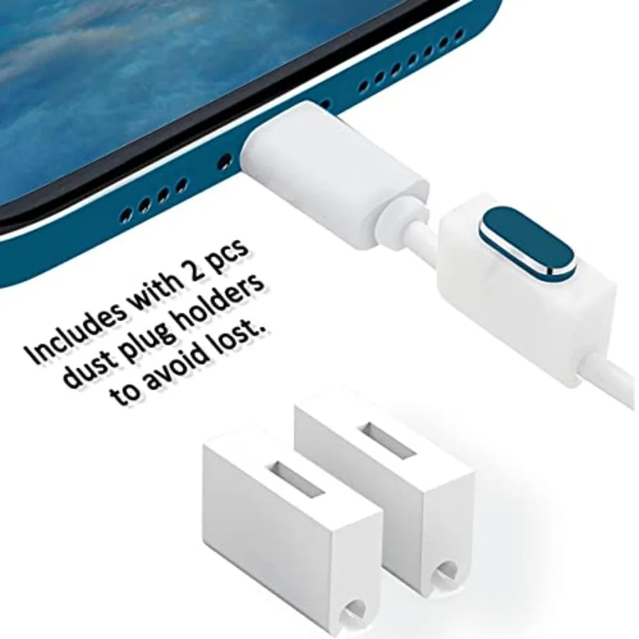 4 Pack Anti Dust Plugs Pacific Blue Charging Port Cover Caps Compatible with iPhone 14 13 12 11 Plus Pro Max iPad Airpods, Dust view 5