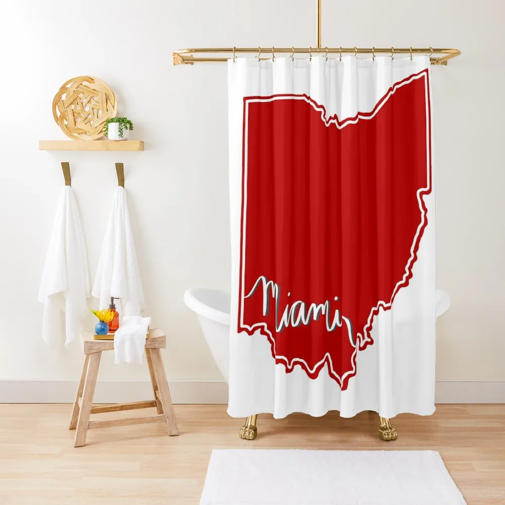 

Miami Caligraphy Ohio Outline Shower Curtain Shower Set For The Bathroom Waterproof Fabric Shower Elegant Bathroom Curtain