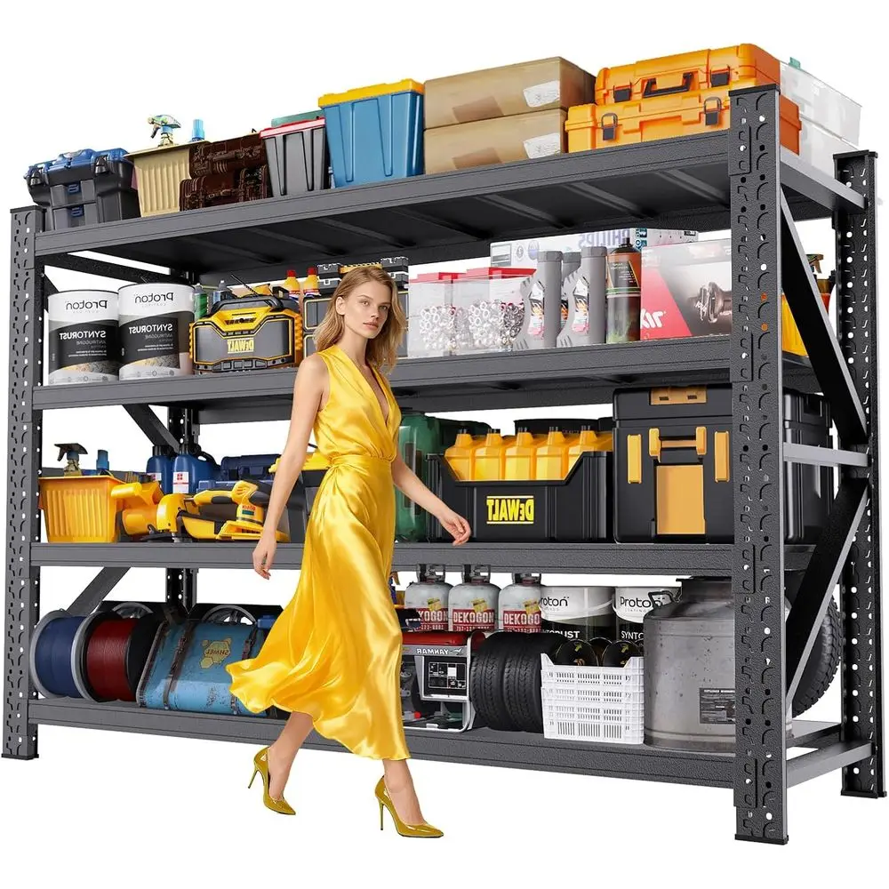

70 высоких прочных металлических стеллажей для гаража, регулируемая промышленная стойка для хранения 5 тонн, черная