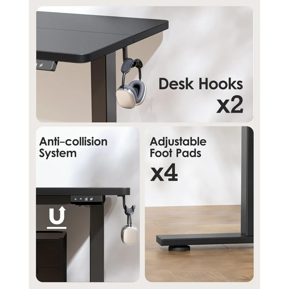 مكتب كهربائي قابل للتعديل بارتفاع 47 × 24 بوصة - لوحة لصق متضمنة، مكتب واقف لمكاتب الكمبيوتر بحامل الجلوس