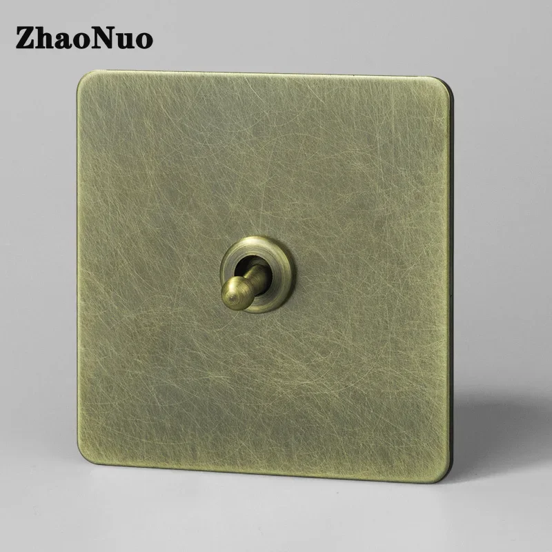 

1-4 Gang 2 Way Vintage Toggle Switch Featured Personality Wall Light Switch Stainless Steel Panel Brass Lever Switch