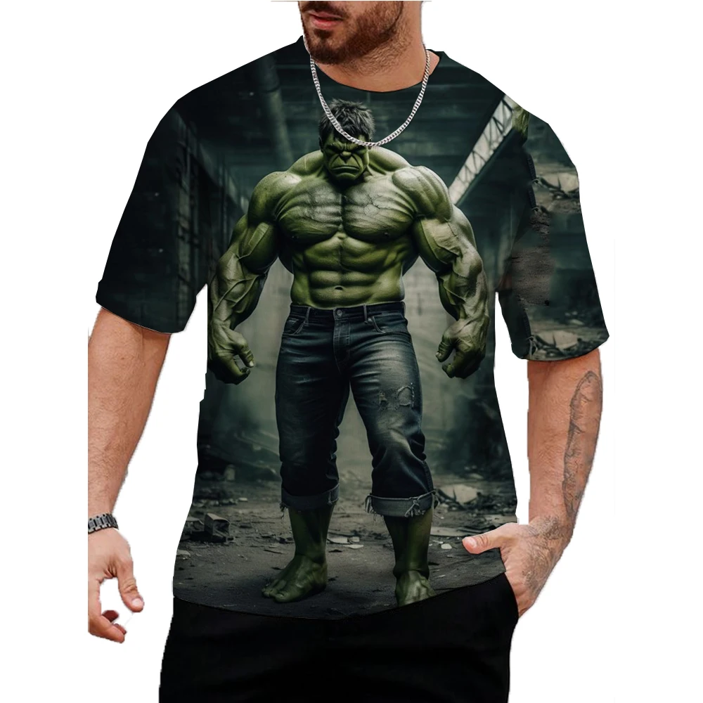 Marvel Hulk print T-Shirt Men Summer O-Neck Pullovers Big Size Short Sleeve Shirt Fashion Tees Oversized Male Clothing Luxury