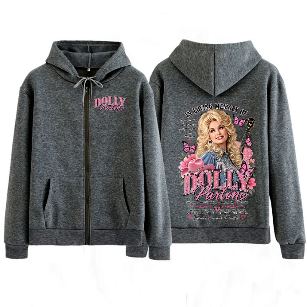 Tribute 1946-2026 Country Music Dolly Parton Zipper Hoodies Herren Damen Mode Oversized Zip-Up Kapuzenpullover Jacken Mäntel – Detail 7