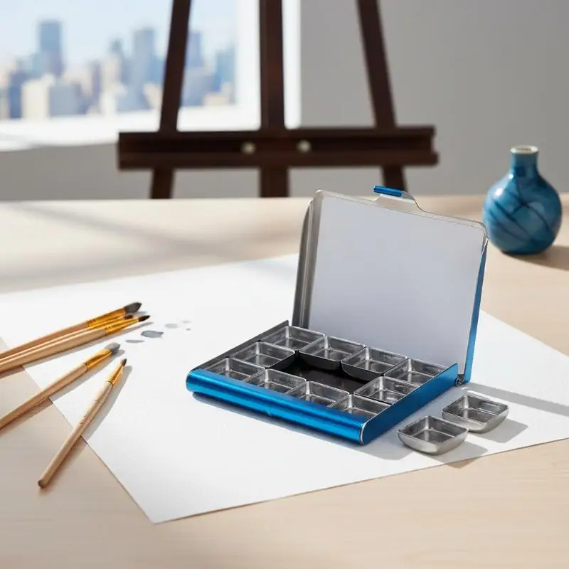 Magnetic Travel Watercolor Box 12 Grid 0.5ml Pigment Tray Palette for On-the-go Painting Lovers